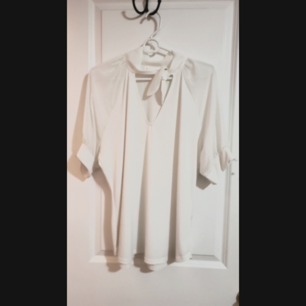 NY&Co XL White Puff Sleeve Top